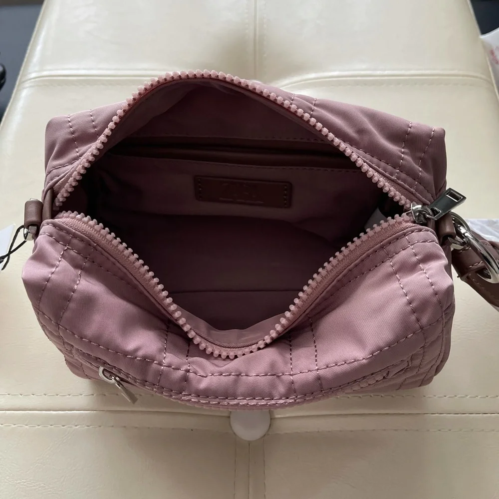 Zara Nylon Toiletry Bag w/ Topstitching Pink